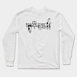 Hanging Cats in The Laundry Funny Cats Long Sleeve T-Shirt